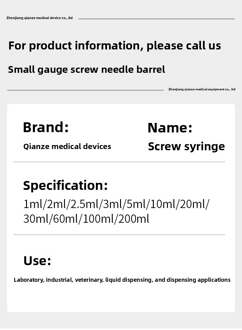 Screw-top Syringe Wholesale Disposable Veterinary Syringes Feeders 10 mL Small-size clear Plastic Needle Individually Packaged