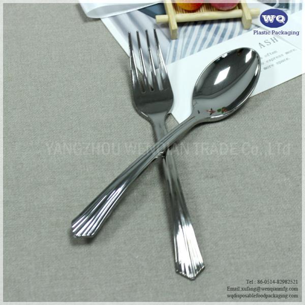 7 Inch Silver Disposable Plastic Utensils,Disposable Cutlery Set,disposable plastic forks-pre wrapped plastic cutlery
