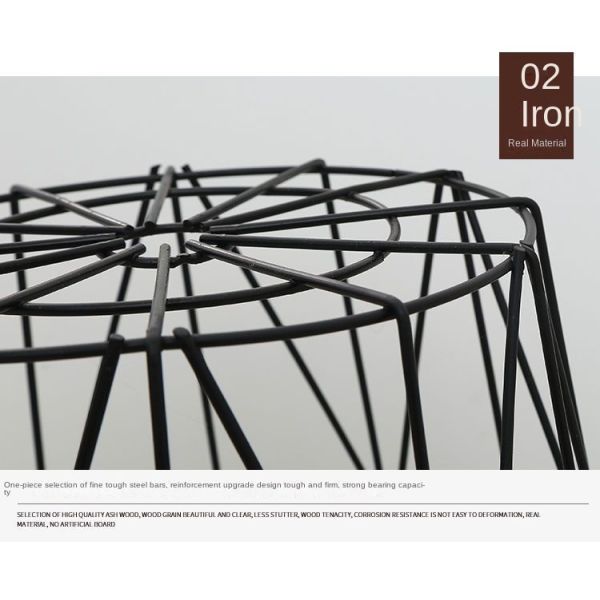 Modern Nightstand End Table Round Side Table Metal Mesh Base Wood Top Small Accent Coffee Table for Living Room Bedroom Office