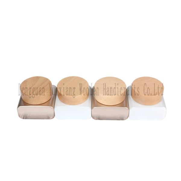 Customized Shape Non-Toxic Wooden Lids for Skincare Jars Organic Cream Balm Caps Bottles and Durable