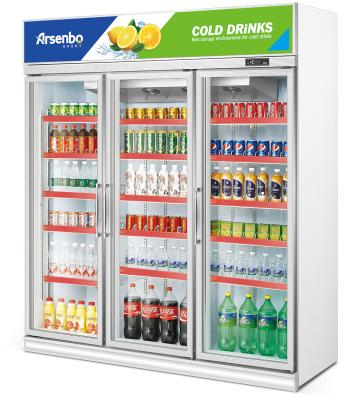 Arsenbo Glass Commercial Supermarket Refrigerator 3 Door Practical