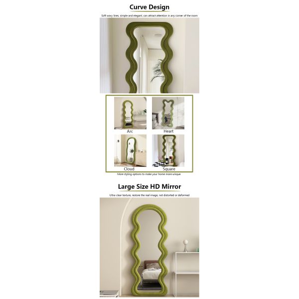 Vertical Large Wavy Floor Length Mirror Full Length 70 Inch