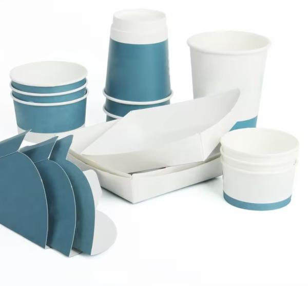 Biodegradable fast food takeout oil-proof kraft paper food box and cup packaging