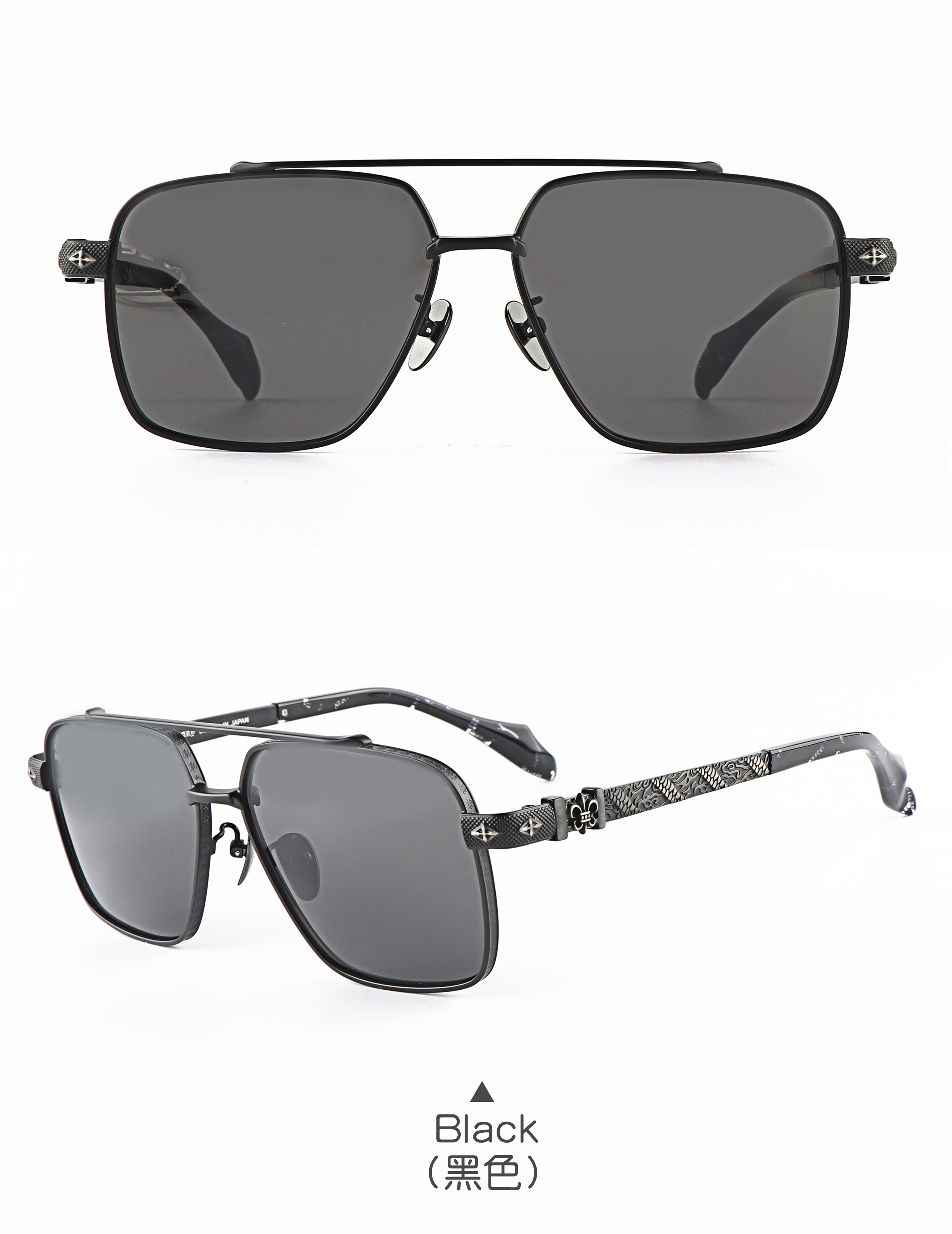 Wholesale Square Pilot  Metal Frame with Intricate Decorative Detail UV400 Protection Prescription Y2k Sunglasses for  Unisex