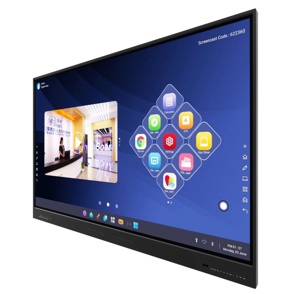 75 inch 4K UHD Interactive Flat Panel with 20-Point Multi-Touch for Classroom and Workplace
