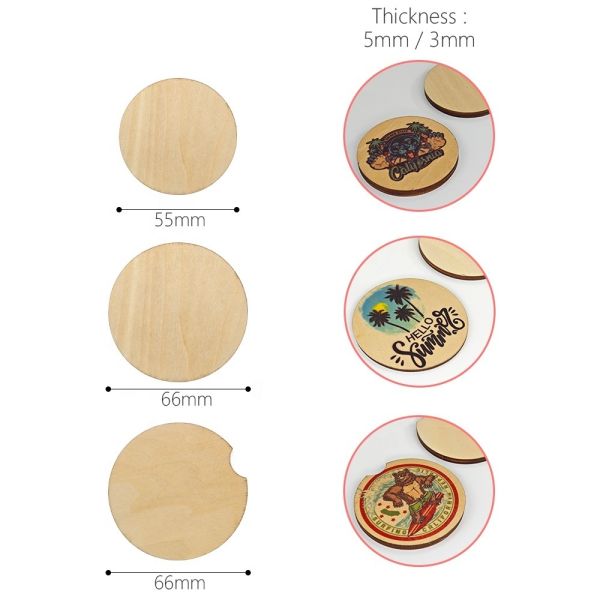 DIY Customized Wood Sublimation Blanks Coffee Cup Mats Drink Pads Plywood Car Coasters