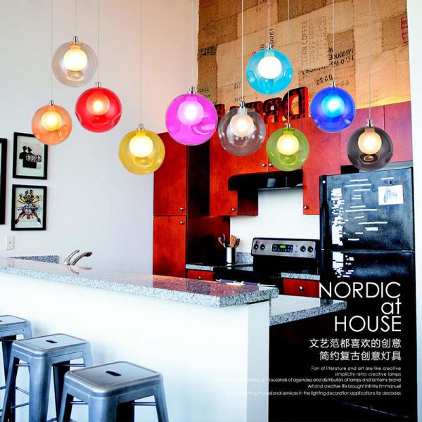 Modern Colorful Glass Ball For Dining Room Restaurant Decoration Light Fixture Luxury Large