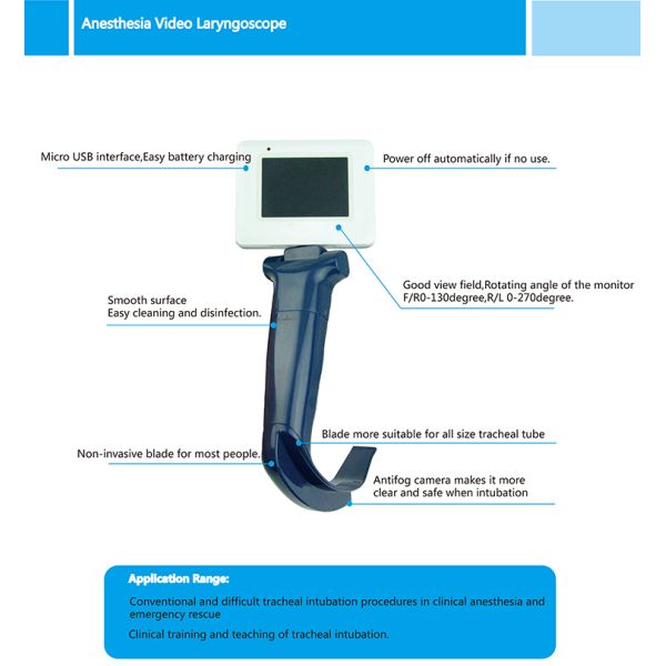 Surgical Flexible Video Laryngoscope With Stainless Steel Fiber Optic Laryngoscope Handle