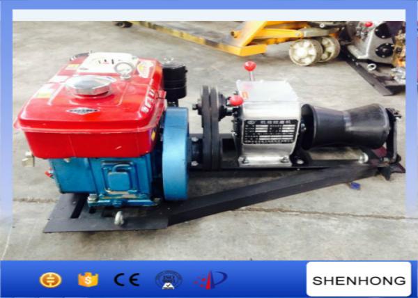 Cylindrical Shape Diesel Cable Winch Steel 1 Ton For Transmission Line Erection