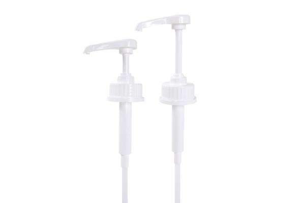 Produto alimentício seguro de plástico branco 43 mm Dispensador de xarope de café Bomba de fecho para sumo/bebidas de café Dispensador de bomba com 5ml 8ml