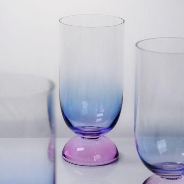 Handblown Crystal Wine Glass Goblet with Two-color Gradient and Frosted Base for 400ml Wine Cocktail & Home Decor