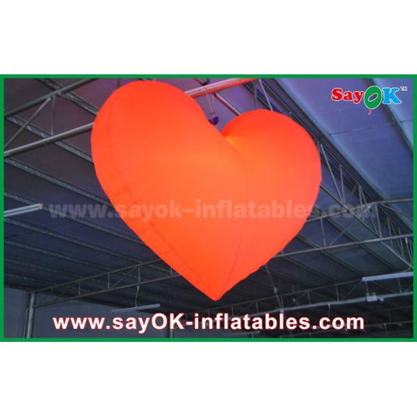 1.5m Romantic Led Lighting Red Heart Outdoor Inflatable Decorations For Wedding