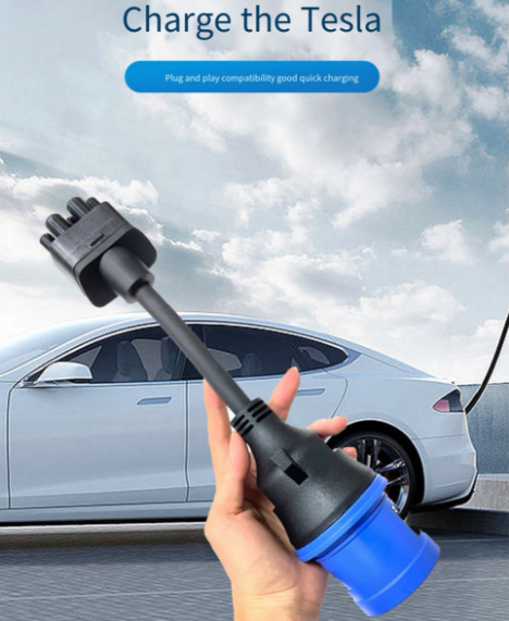 IP44 3pin Blue CEE Adapter for Tesla Evonic Model S 3 X Y Gen 2 Ev Charger Extension Cord Connector For Replace/Repair