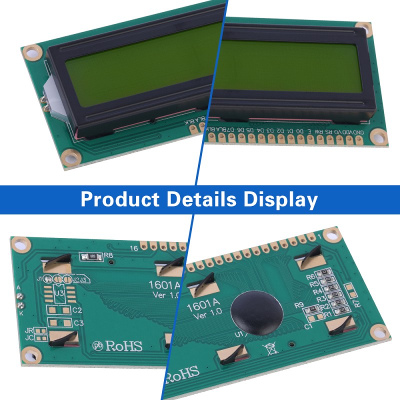Yellow Green Film 1601A Character LCD Screen 16 PIN Controller ST7066 1.5 Inches  Multi Font Character Screen

