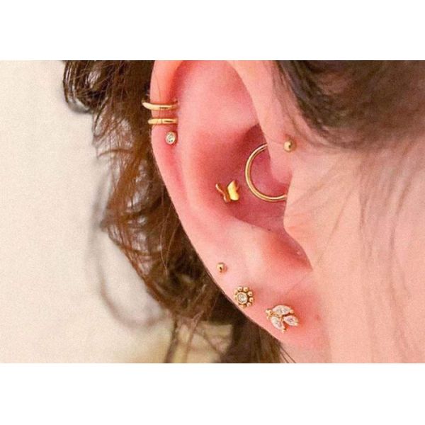 L forment le style perçant de bouton de nez de l'or 18K pour des femmes longueur de 6mm + de 5mm