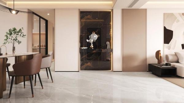 Light Yellow Polished Glazed Tile 900x1800mm Indoor Floor