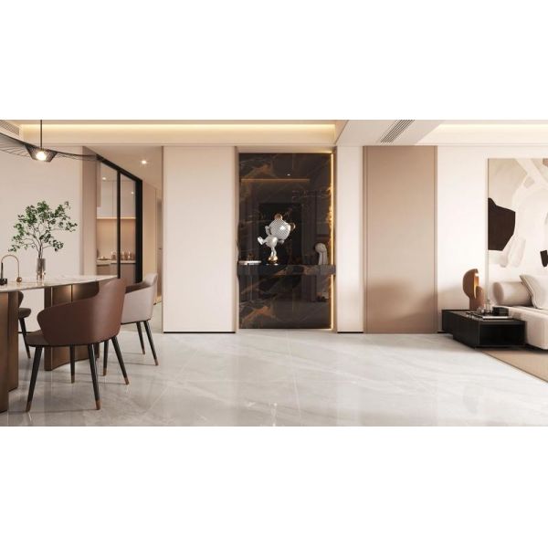 Light Yellow Polished Glazed Tile 900x1800mm Indoor Floor