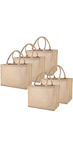 Burlap Tote Bags Bulk Laminated Interior Jute Tote Bag Full Gusset With Inner Zipper Pocket, DIY Art Crafts