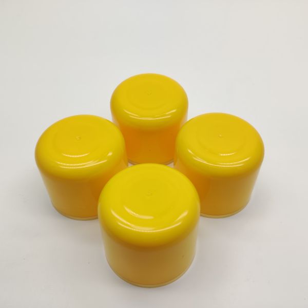 28mm Yellow Double Wall Cap , Hot Stamping Plastic Bottle Cover