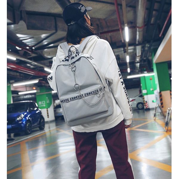 Factory wholesale fashion personality new backpack canvas stitching street trend solid color large capacity bag