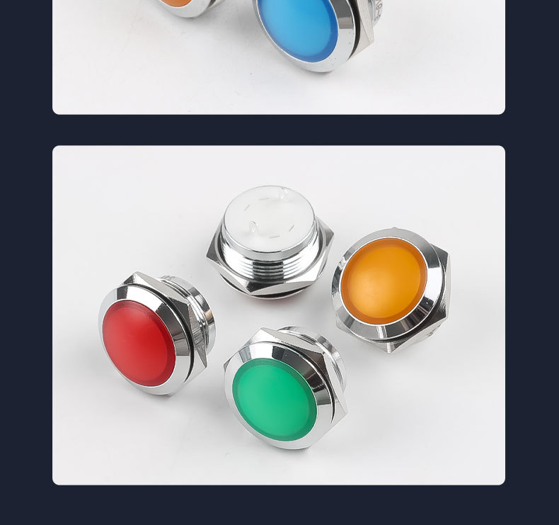 Metal Indicator Light Single Color 19 Mm For Power Equipment LED Signal Light Waterproof 12V 24V Red Green Yellow Blue