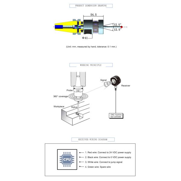 Makinopc ZH400 Wireless Probe for CNC Lathe Machining Center Infrared Machine Tool Workpiece Measurement 1 Year Warranty IP67