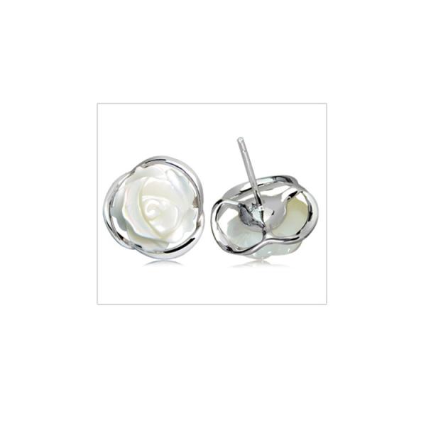 Sterling Silver Mother of Pearl Stud Earrings(XH022915W)