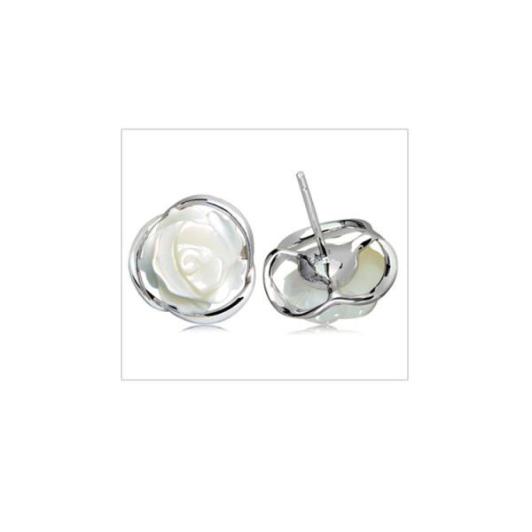 Sterling Silver Mother of Pearl Stud Earrings(XH022915W)