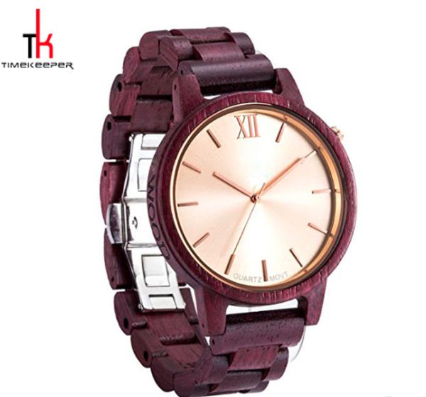 Dark Sandalwood Case Digital Wooden Wrist Watch Sunshine Dial Christmas Gift