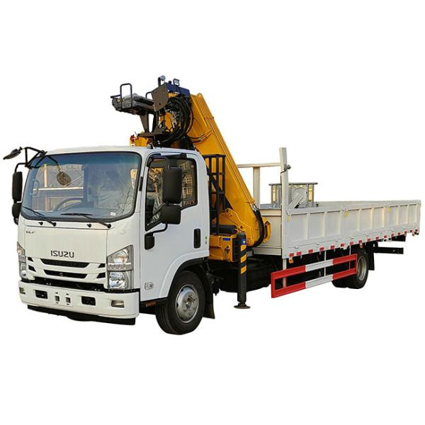 Cheaper Price 190HP ELF ISUZU Truck Mounted With Crane Folding Boom 6.3 Tons Crane for Sales