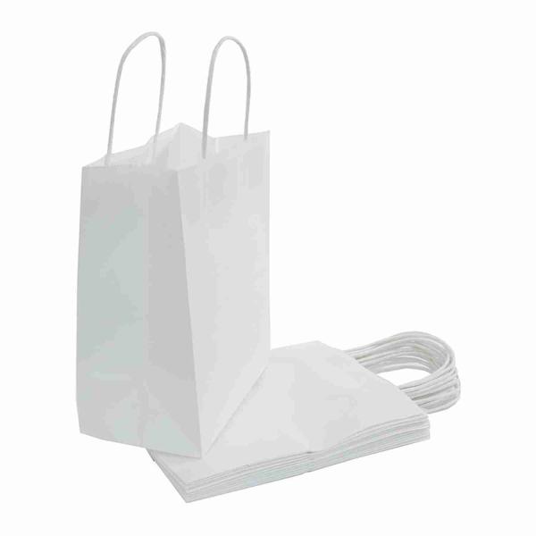 160gsm Custom Printed White Brown Kraft Bags Bulk With Handles 8x4x10