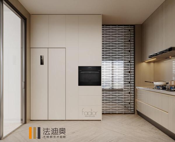 Fadior Steel Kitchen With Wood Grain & Marble Top 304-Grade Anti-Rust And No VOC