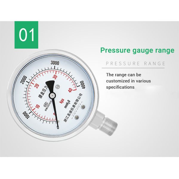 High Pressure Gas Meter 2.5% Accuracy Stainless Steel Diaphragm Seal Pressure Gauge