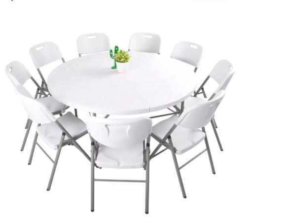 Half Round 10 Seater Folding Plastic Table And Chair For Outdoor