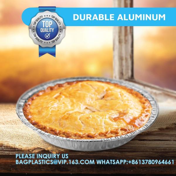 9” Aluminum Foil Pie Pans | Round Disposable Containers Angled Walls Tart Baking, Storing, Serving & Reheating