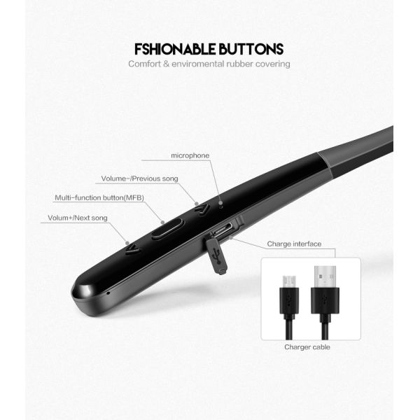 Metal Housing TPE Magnetic Neckband Earphones 9h 190mAH Battery