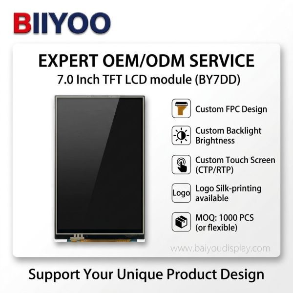 7.0 Inch TFT Display with 1024x600 Resolution TFT LCD Module for High-Quality Visuals