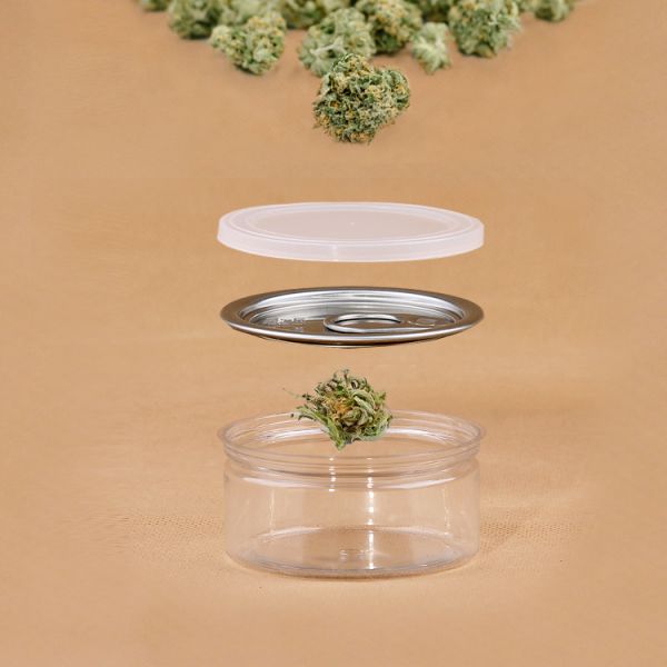 Clear Plastic 100ml Weed Food Storage Jar With Stickers