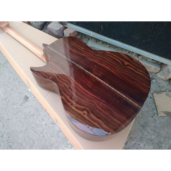AAAA handmade all Solid ebony wood single cut guitar 14 frets imported wood armrest GA acoustic electric guitar