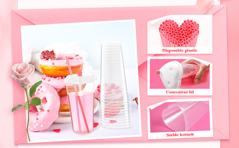 Custom 16 oz 24 oz Heart Shaped Hard Injection Cup with Lid for Cold Drinking