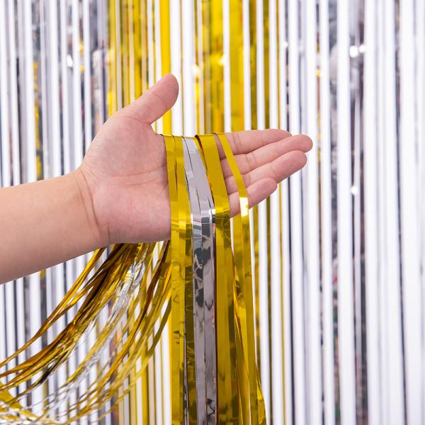 Gold Silver Tinsel Curtain Backdrop 1x1m 1x2m Party Tassel Curtain