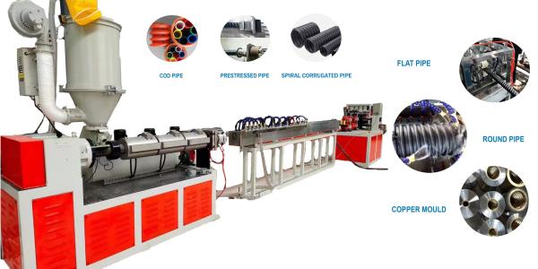 PE Winding Carbon Spiral Pipe Extrusion Line HDPE Prestressed Pipe Extruder Machine