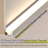 Luz oblíqua para cima de um lado, faixa de luz linear para sala de estar, teto flutuante, luz para lavagem de parede
