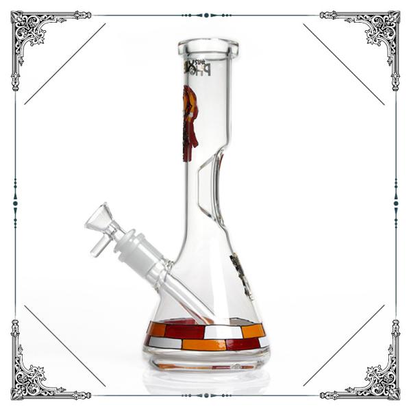 Superhero Iron Man Glass Smoking Water Pipe Ice Bong Beaker Bottom Hookah 10 Inches