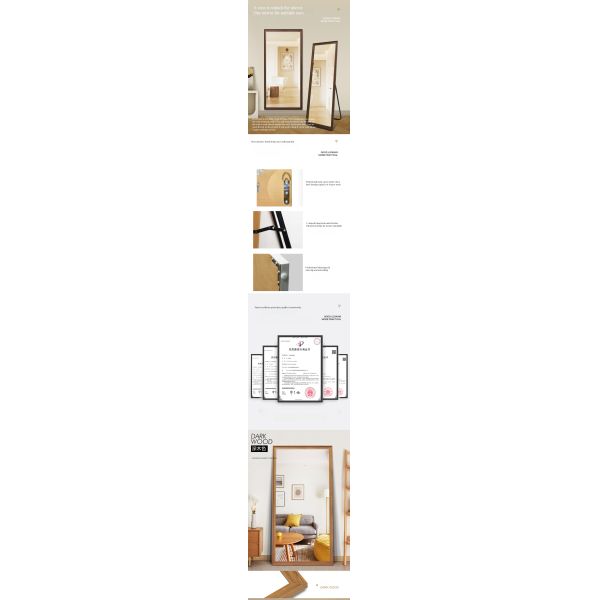 Custom Large Full Size Long Wall Floor Standing Mirror with Glass Rectangular Frame