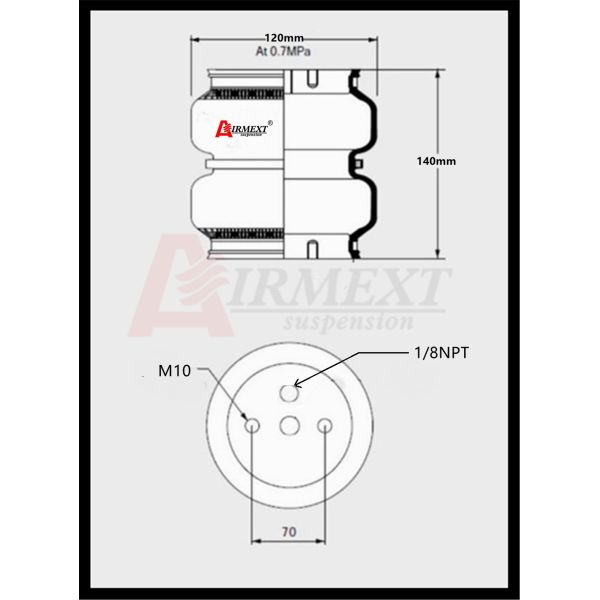 PCBR Rubber Air Suspension Spring Air Bellow SN120140-C