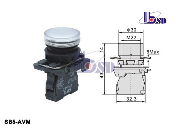 Normally Closed  Round  Push Button Switch SB5 Series As Warning Signals