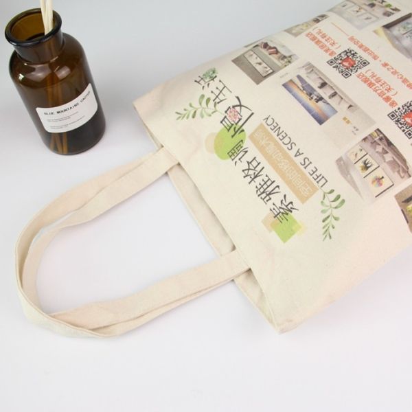 Eco Organic Printed Reusable Shopping Bags Recyclable Cotton Bag
