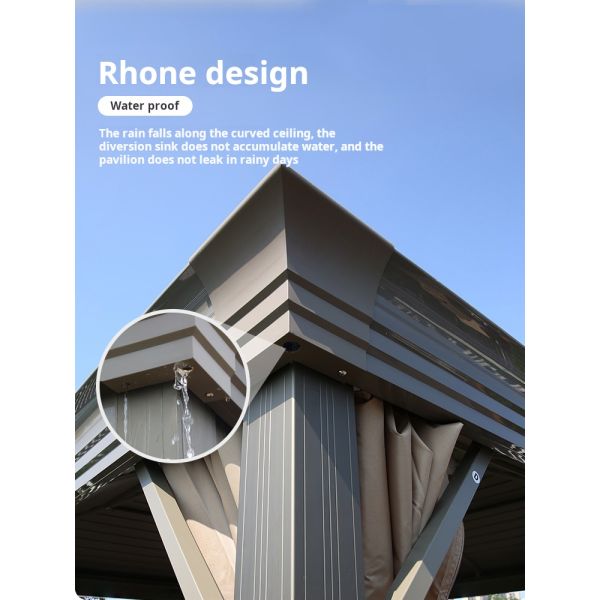 Metal Frame Canopy Outdoor Gazebo Wind Resistant Heat Insulation