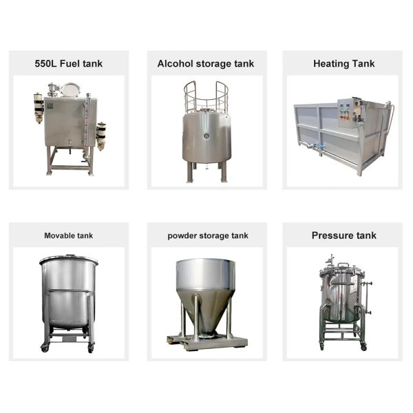 Stainless steel liquid storage tanks1000-liter containers Chemical reaction vessels Elevated buffer tanks Dairy and beer processing line material storage tanks Industrial-grade material storage equip
